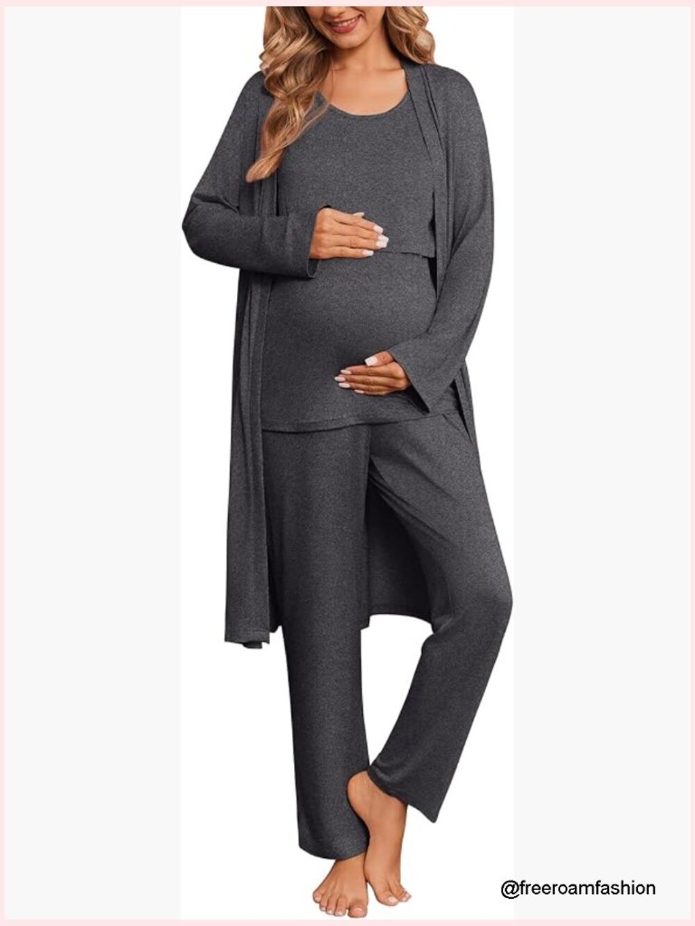 Maternity Nursing Pajama Set 3 Piece Postpartum Labor Delivery Breastfeeding